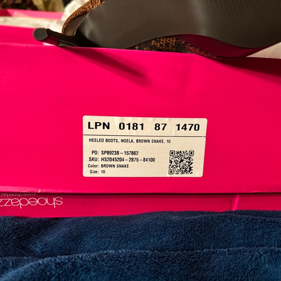 Shoe Dazzle Tan Snakeskin Lace-Up Heeled Boots - Picture 2 of 4